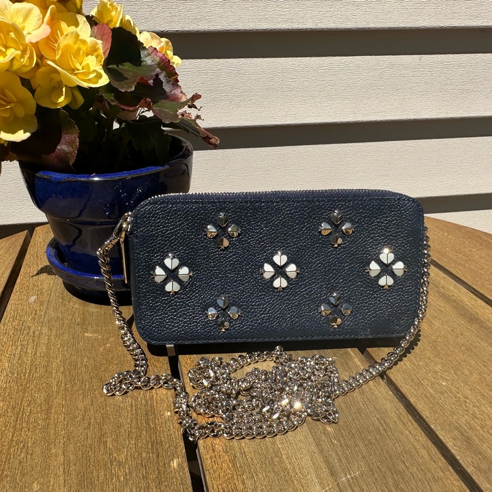 Kate Spade Blue and Silver Embellished Clutch